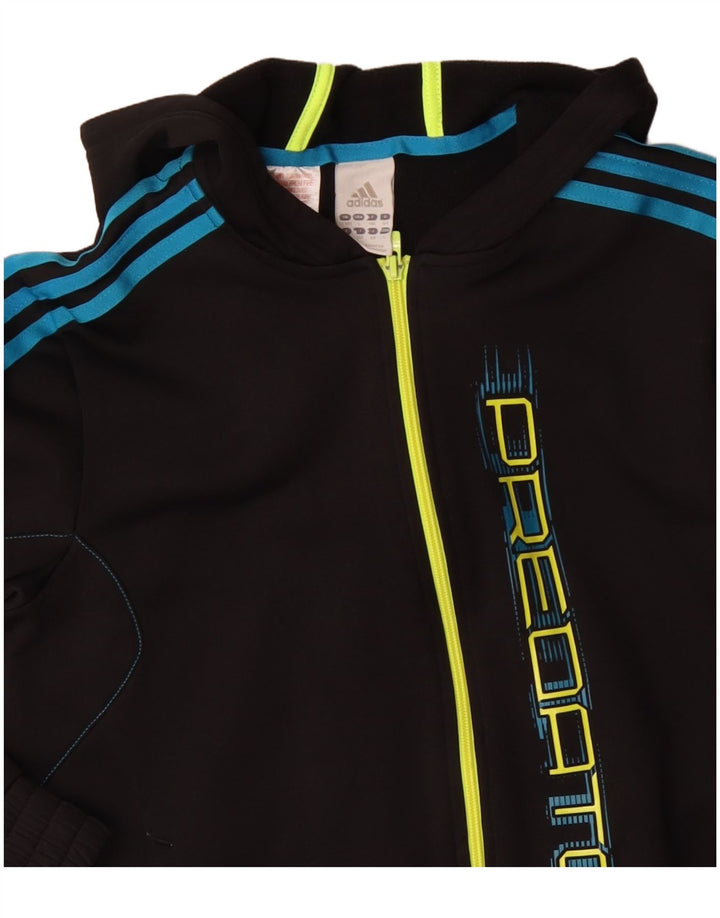 Suéter Adidas Boys Predator Graphic Zip com capuz 13-14 anos preto poliéster