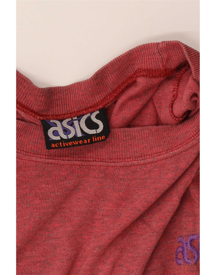 Asics Mens Graphic Top Manga Longa XL Vermelho Colorblock Algodão