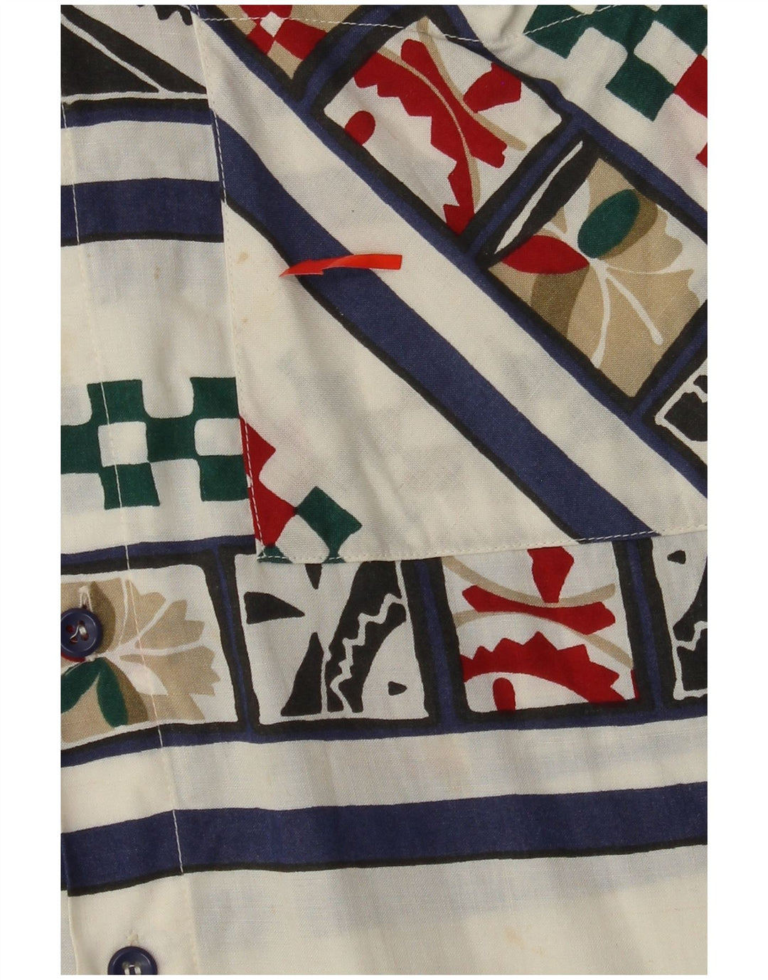 Camisa masculina VINTAGE de manga curta pequena geométrica branca