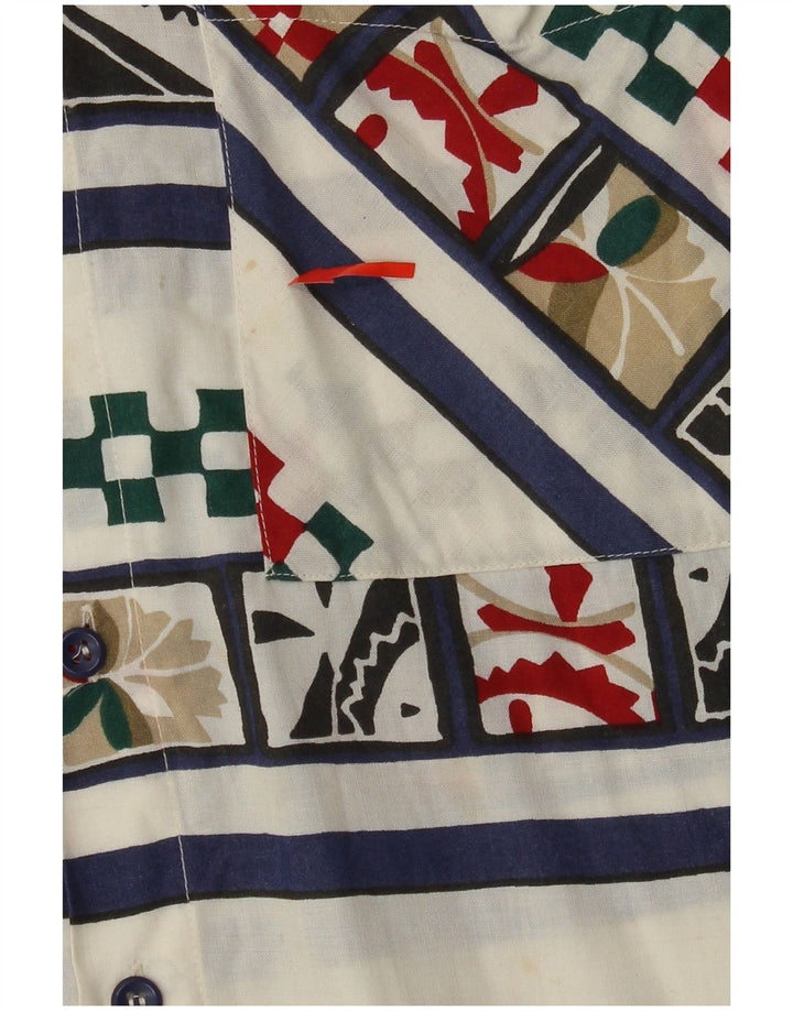 Camisa masculina VINTAGE de manga curta pequena geométrica branca