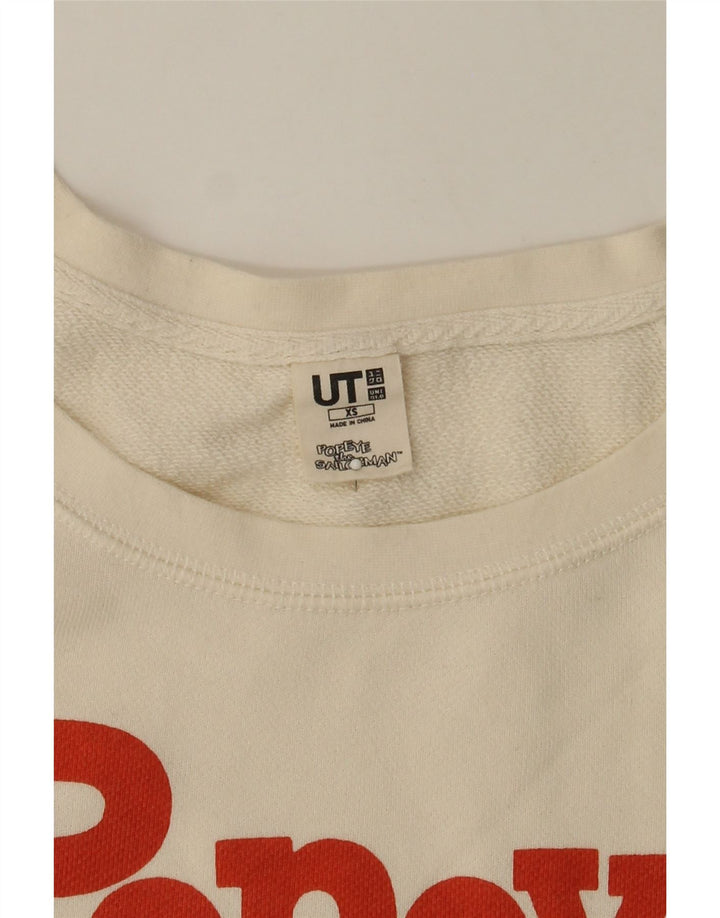 UNIQLO Womens Graphic Sweatshirt Jumper UK 6 XS Off White Cotton Vintage Uniqlo and Second-Hand Uniqlo from Messina Hembry 
