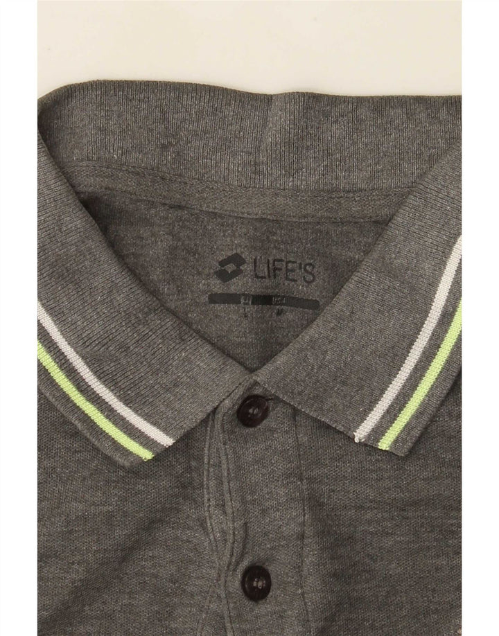 Camisa polo masculina Lotto cinza médio manchado
