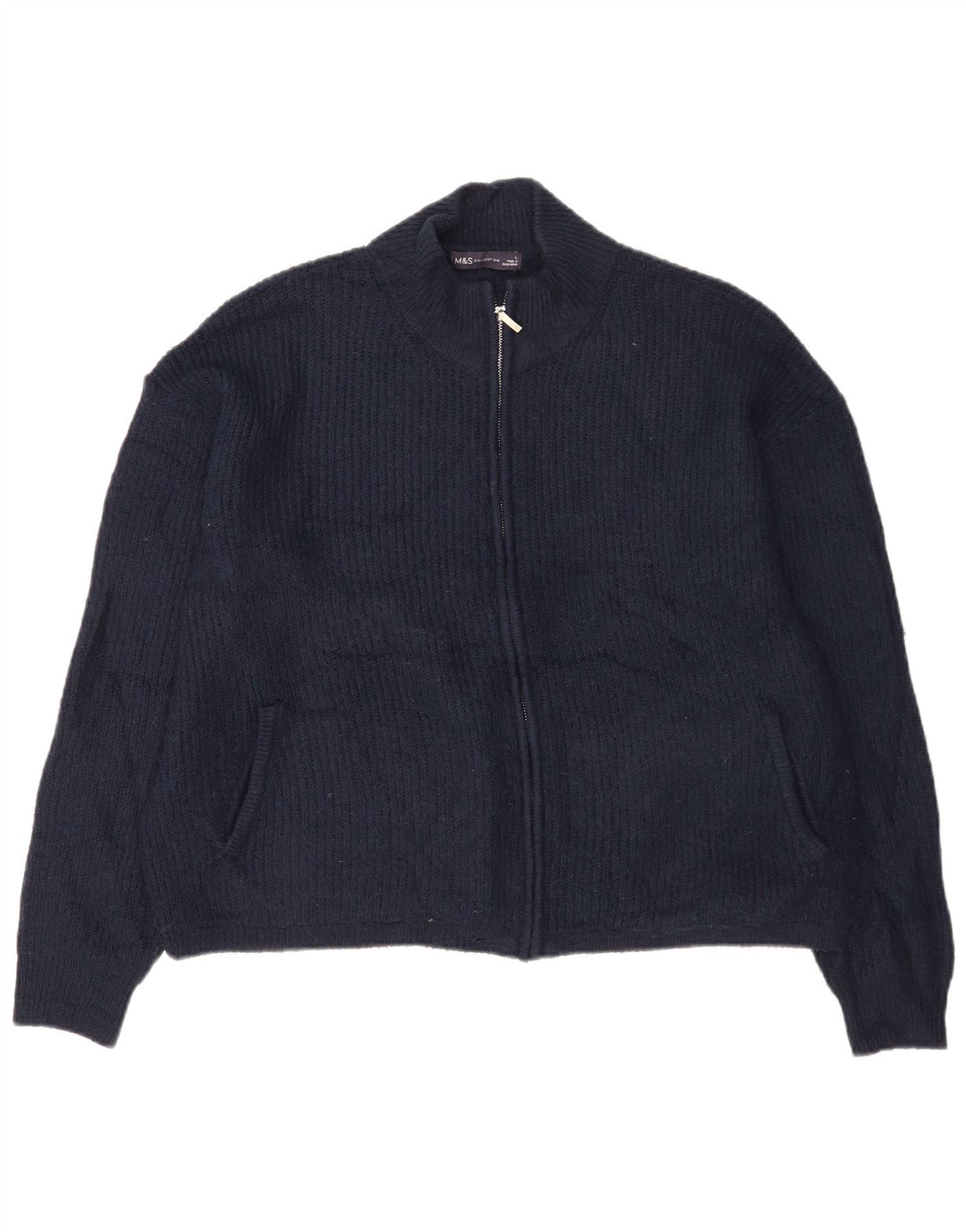 Suéter cardigã masculino Marks & Spencer grande acrílico azul marinho