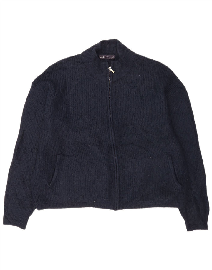 Suéter cardigã masculino Marks & Spencer grande acrílico azul marinho