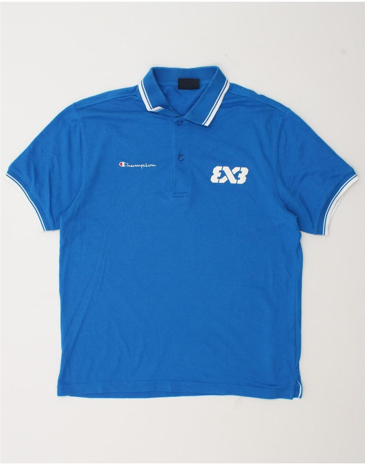 Camisa polo masculina Champion Graphic Azul Médio Algodão