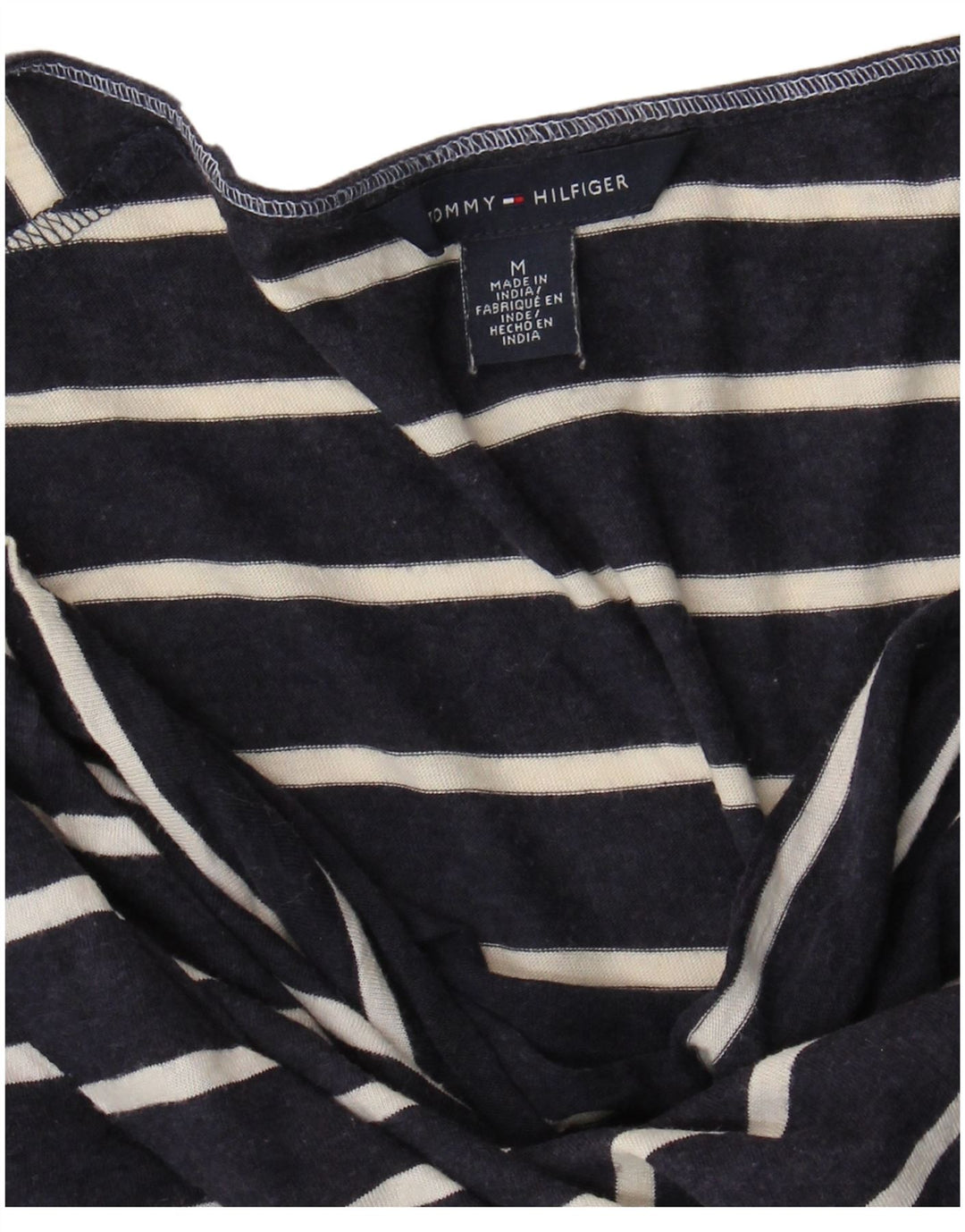 Camiseta feminina TOMMY HILFIGER UK 14 médio listrado azul marinho
