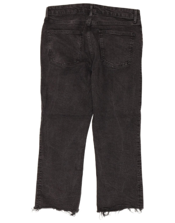 Calça jeans feminina Zara cintura alta cortada EU 44 XL W34 L25 algodão cinza