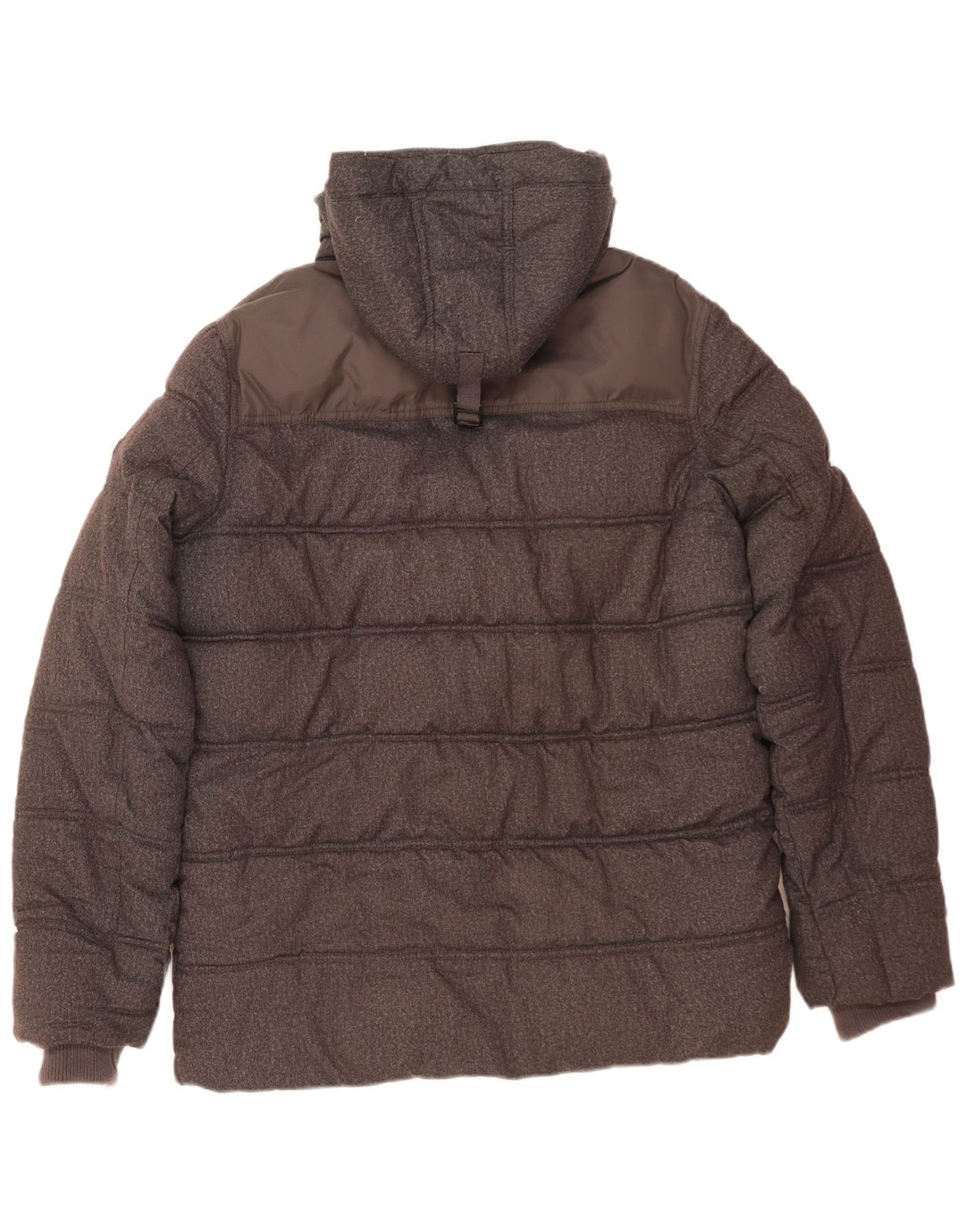 Jaqueta masculina acolchoada com capuz Tommy Hilfiger Reino Unido 40 grande poliéster cinza