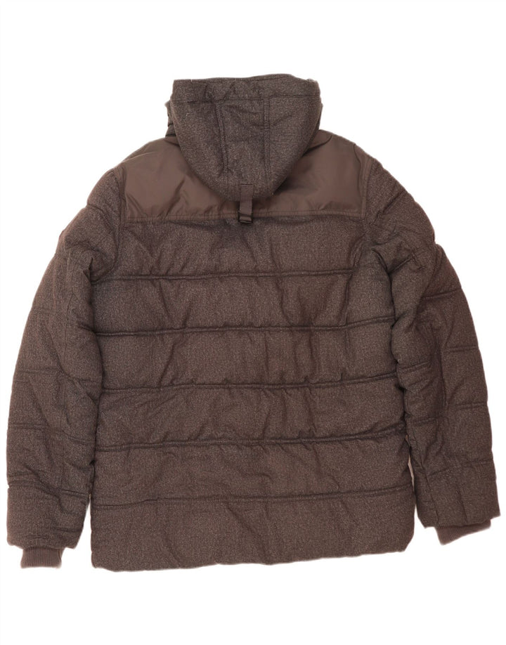 Jaqueta masculina acolchoada com capuz Tommy Hilfiger Reino Unido 40 grande poliéster cinza