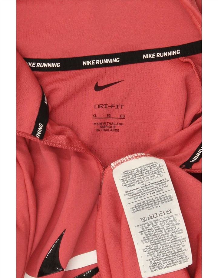 Pulôver feminino Nike Dri Fit com gola e zíper, blusa de treino UK 18 XL rosa poliéster
