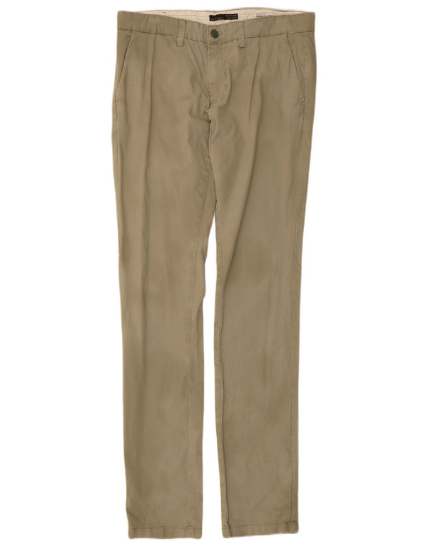 Zara Mens Slim Chino Calças EU 40 Médio W31 L34 Algodão Cáqui