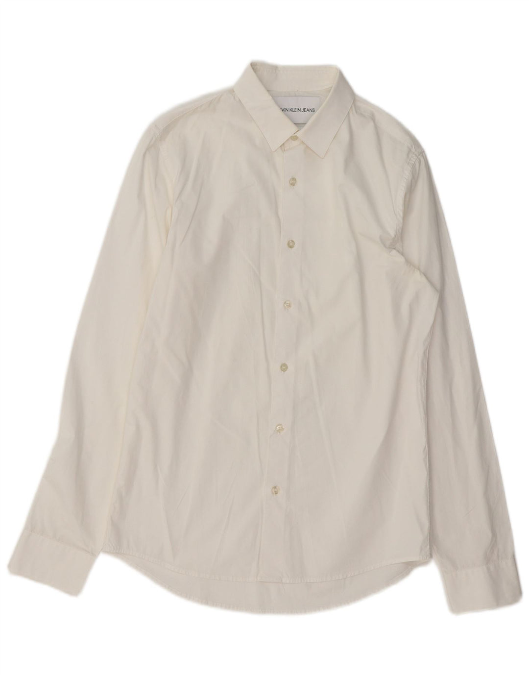 Camisa masculina CALVIN KLEIN JEANS Slim Fit pequena branca