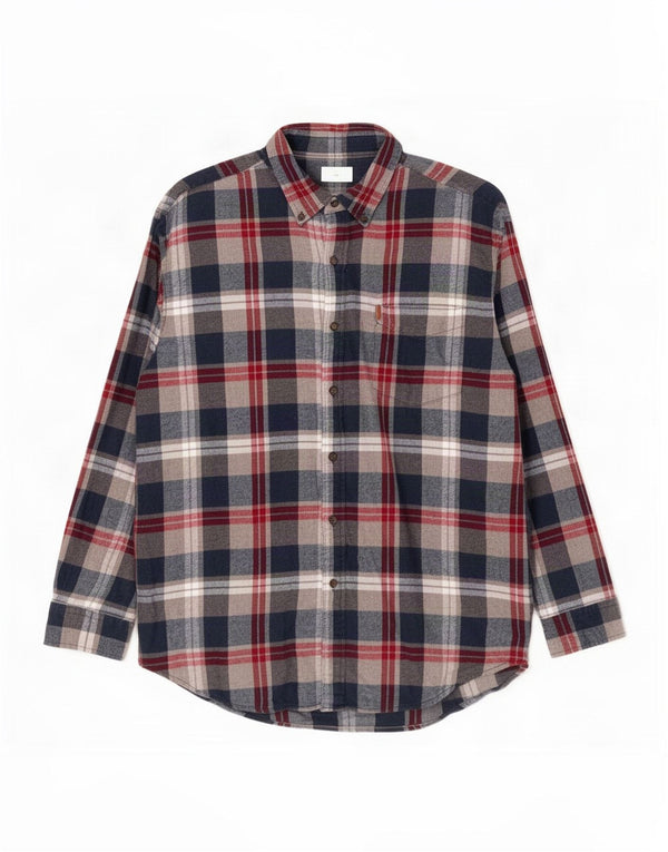 Camisa masculina de flanela grande Chaps 2XL algodão xadrez azul marinho
