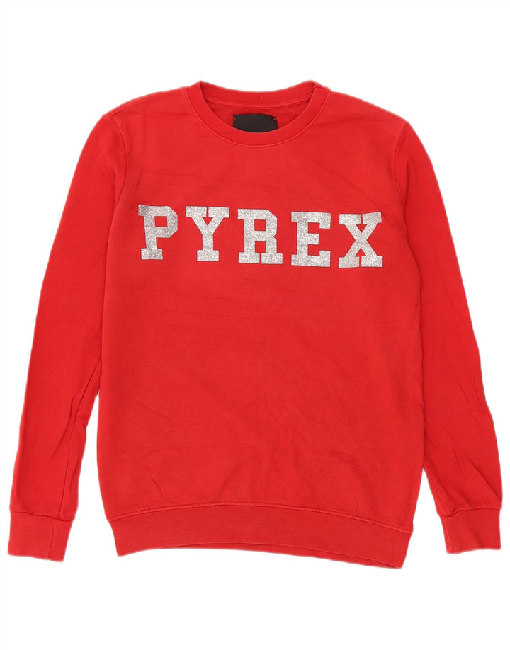 Suéter feminino Pyrex com estampa grande e grande, Reino Unido, 10 algodão vermelho pequeno