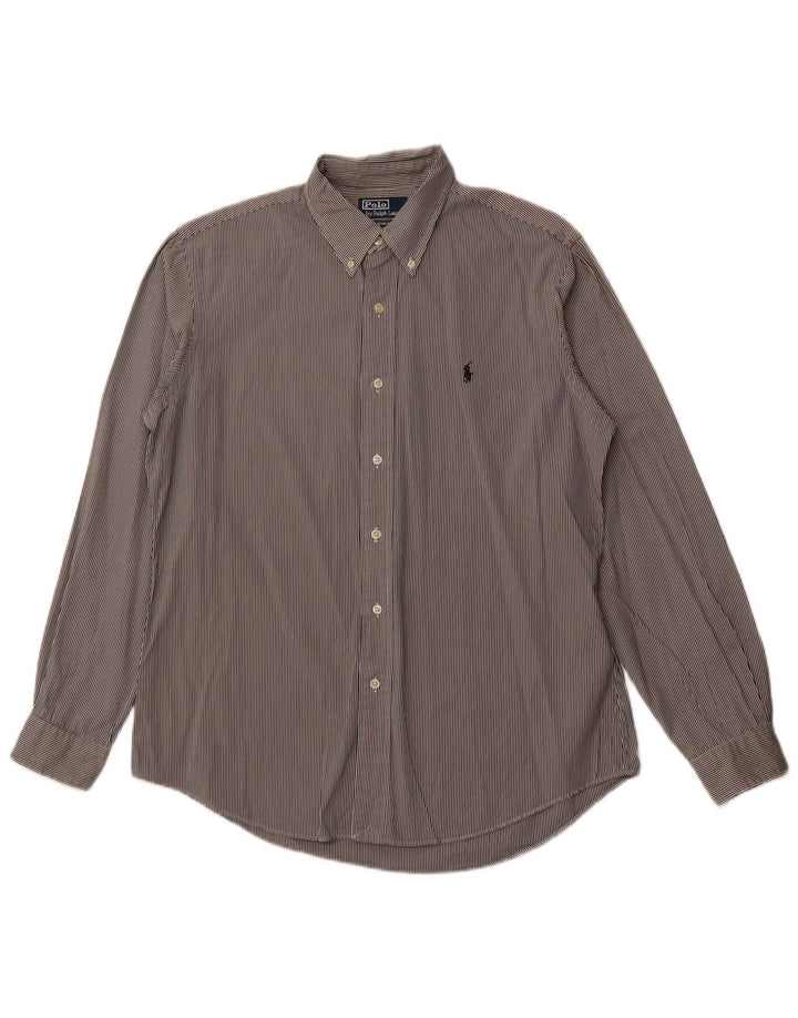 POLO RALPH LAUREN Camisa masculina de ajuste personalizado grande algodão listrado preto