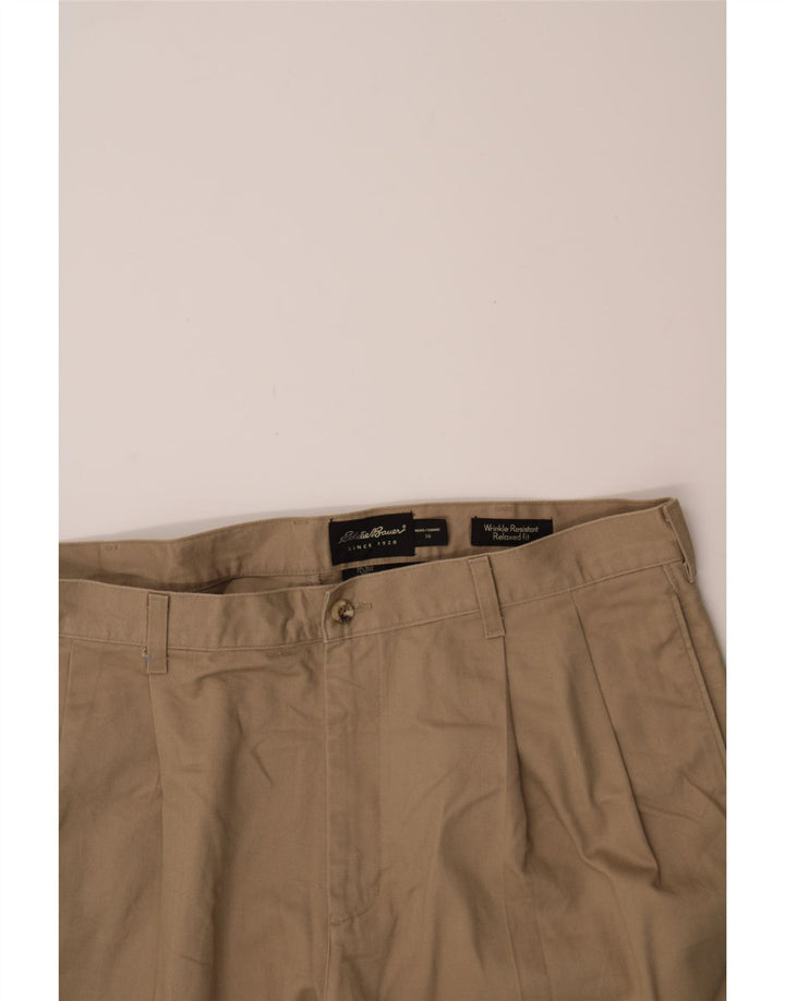 EDDIE BAUER Mens Relaxed Fit Pegged Chino Trousers W38 L33 Beige Cotton Vintage Eddie Bauer and Second-Hand Eddie Bauer from Messina Hembry 