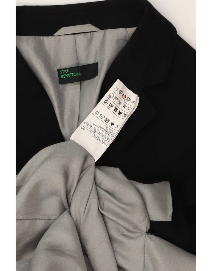 Jaqueta Blazer Feminina Benetton com 2 Botões IT 48 XL Preto Poliéster