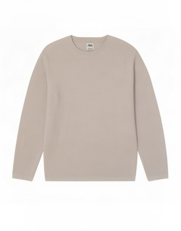 Zara Mens Crew Neck Jumper Sweater Medium Grey Cotton