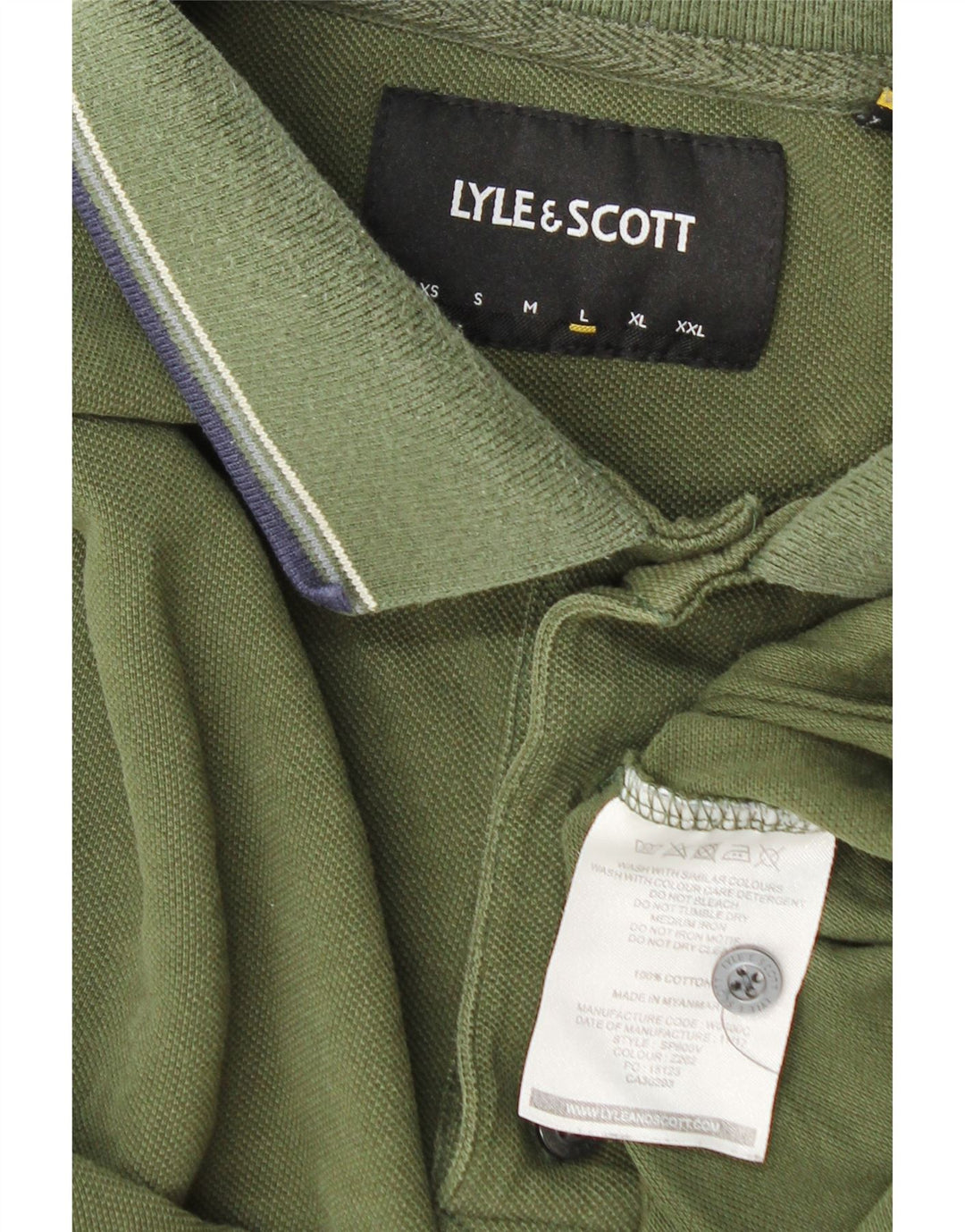 Camisa polo masculina Lyle & Scott grande algodão cáqui