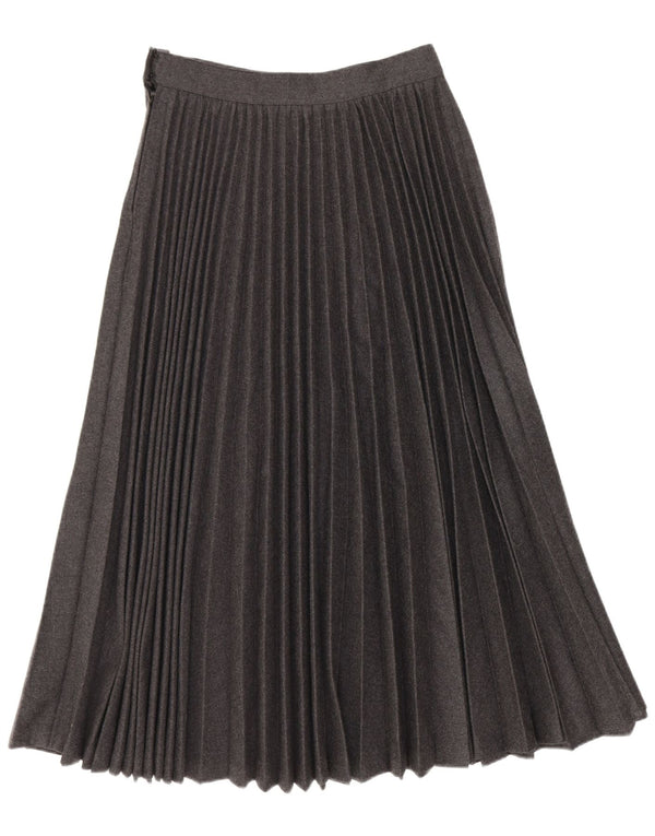 Saia plissada vintage feminina maxi cintura alta faca W24 XS cinza