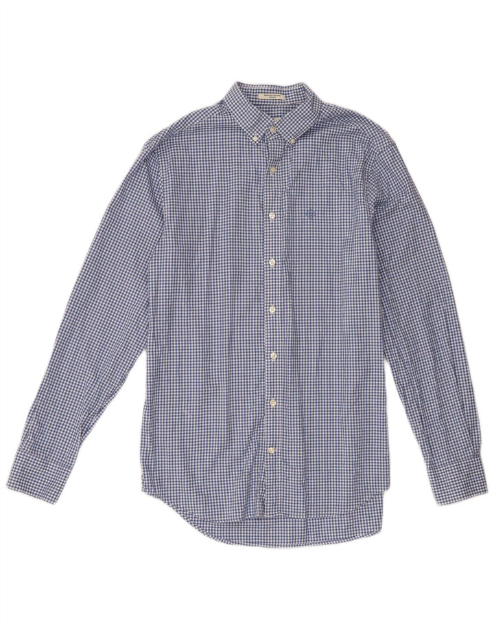 Camisa masculina Gant tamanho 39/40 15 3/4 algodão guingão azul médio
