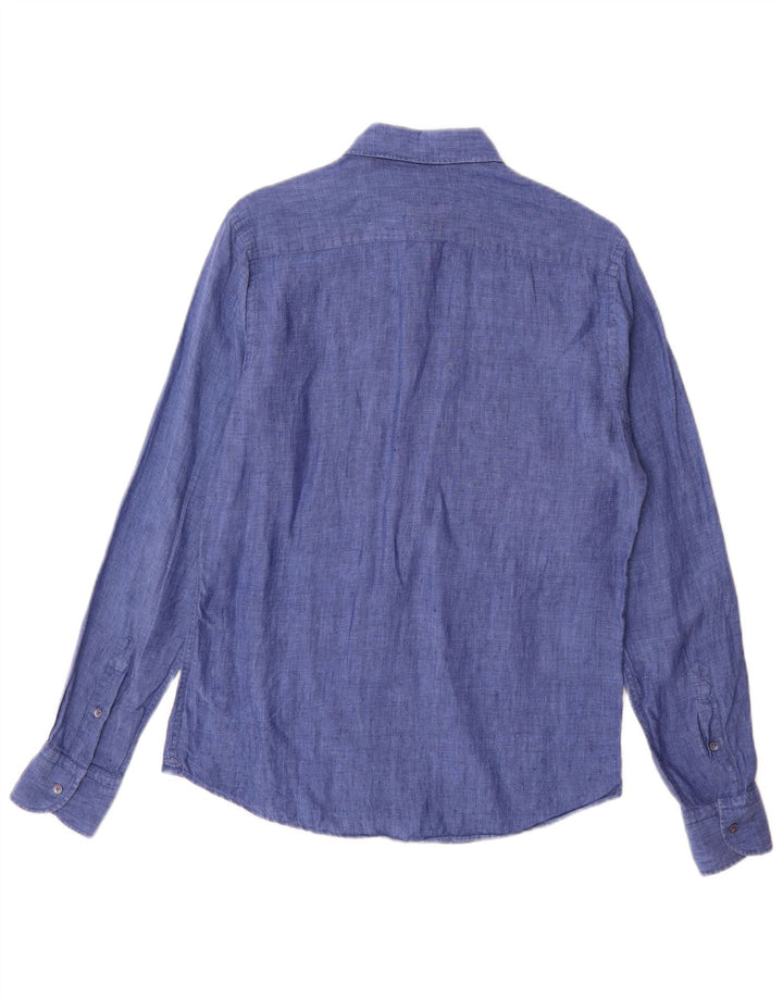 Camisa masculina Massimo Dutti pequena azul