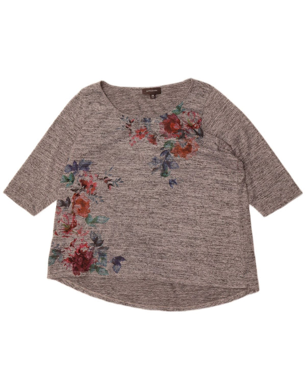 Top Marks & Spencer Feminino Autograph Manga 3/4 Reino Unido 18 XL Cinza Floral