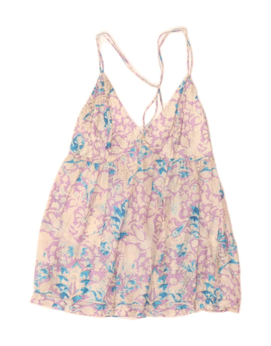 MASSIMO DUTTI Womens Halter Top UK 14 Large Purple Floral Silk Vintage Massimo Dutti and Second-Hand Massimo Dutti from Messina Hembry 
