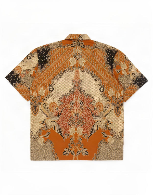 Camisa masculina vintage de manga curta XL marrom Paisley
