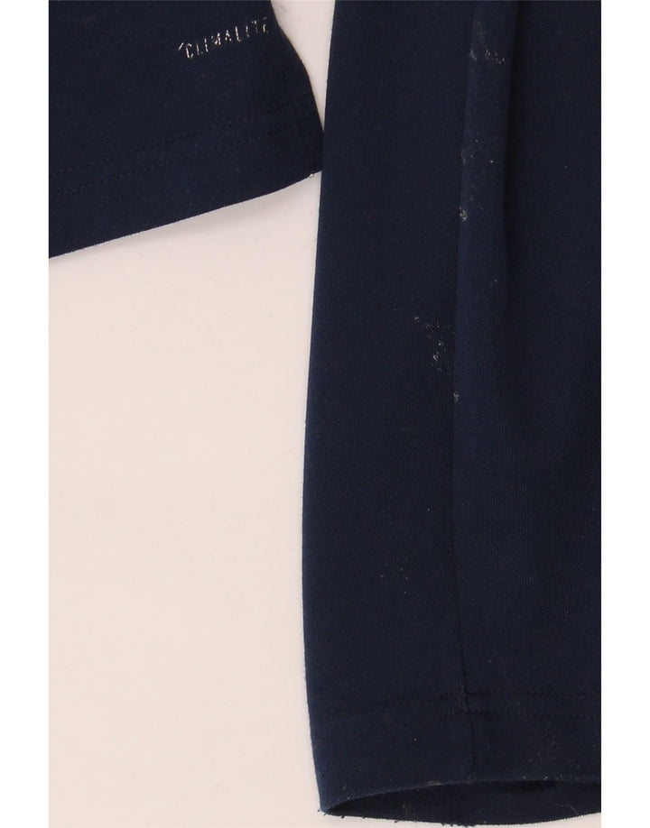 Adidas Mens Climalite Zip Neck Top Manga Longa Grande Azul Marinho Poliéster