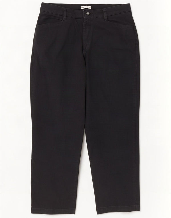 Calça feminina Lee cintura alta cortada US 12 grande W30 L25 algodão preto