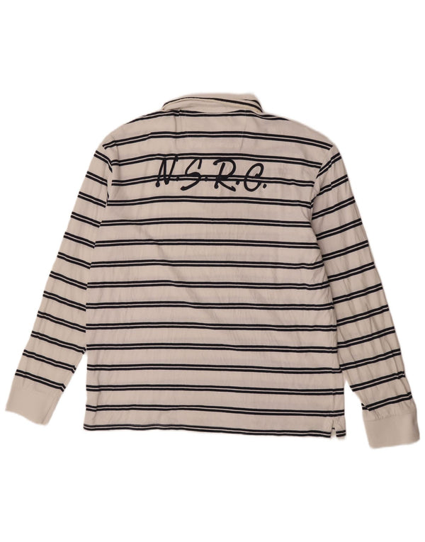 Camisa polo masculina de rugby de manga comprida gráfica North Sails 2XL listrada branca