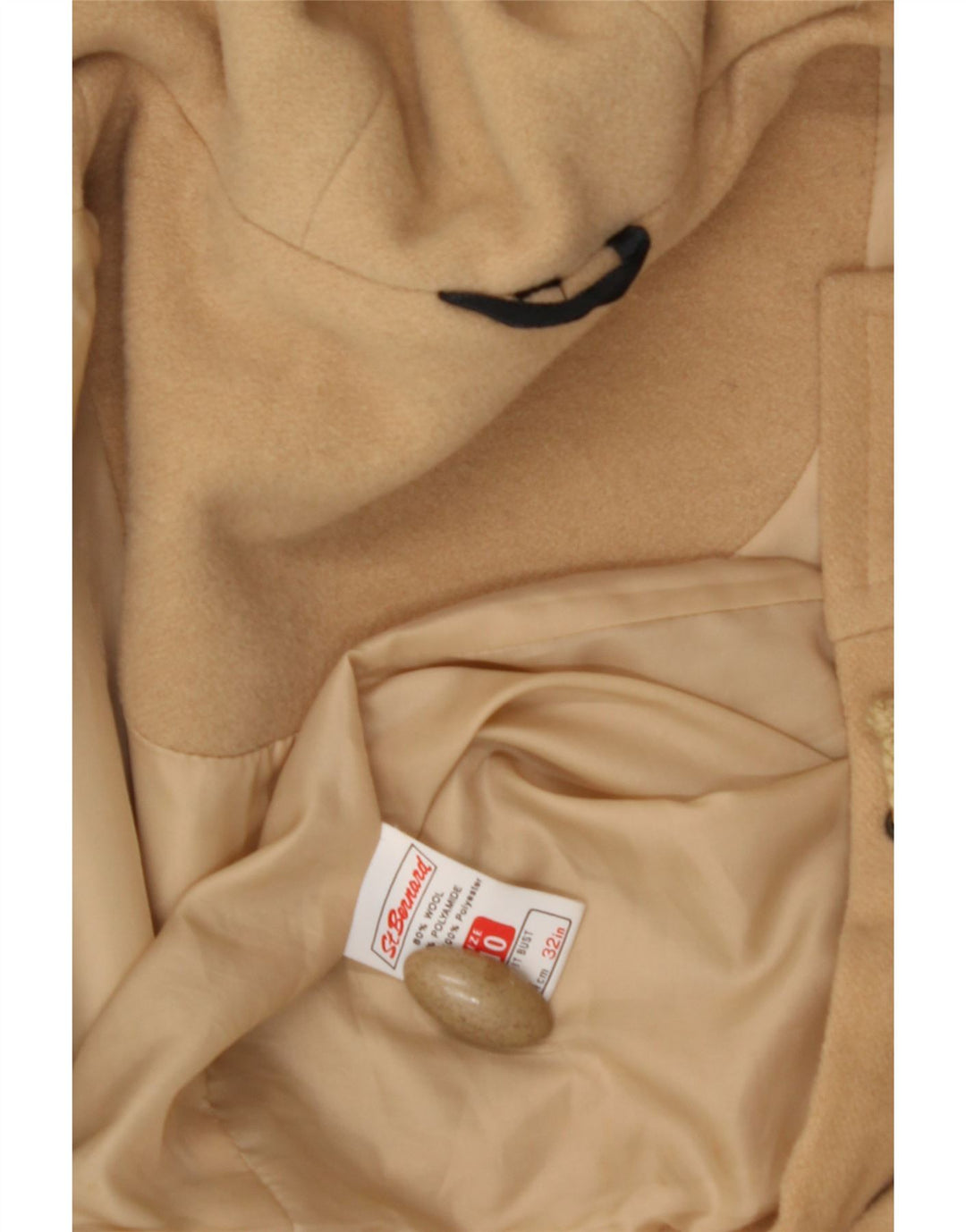 ST. BERNARD Womens Hooded Overcoat UK 10 Small  Beige Wool Vintage St. Bernard and Second-Hand St. Bernard from Messina Hembry 