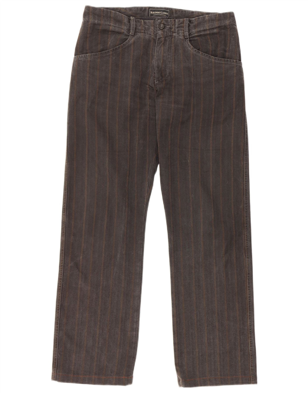 Calça masculina reta casual Marlboro Classics W32 L30 cinza espinha de peixe