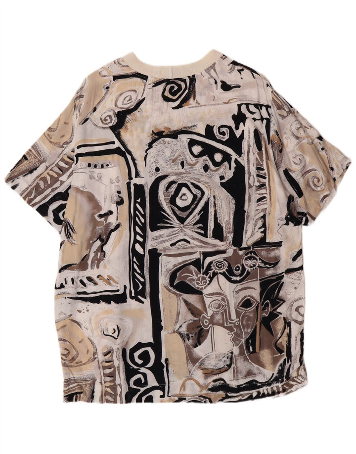 Camiseta feminina Sisley Longline Graphic Top IT 44 Viscose bege médio