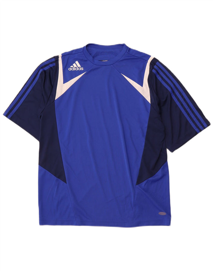 Camiseta masculina ADIDAS Top médio azul colorblock poliéster esportivo