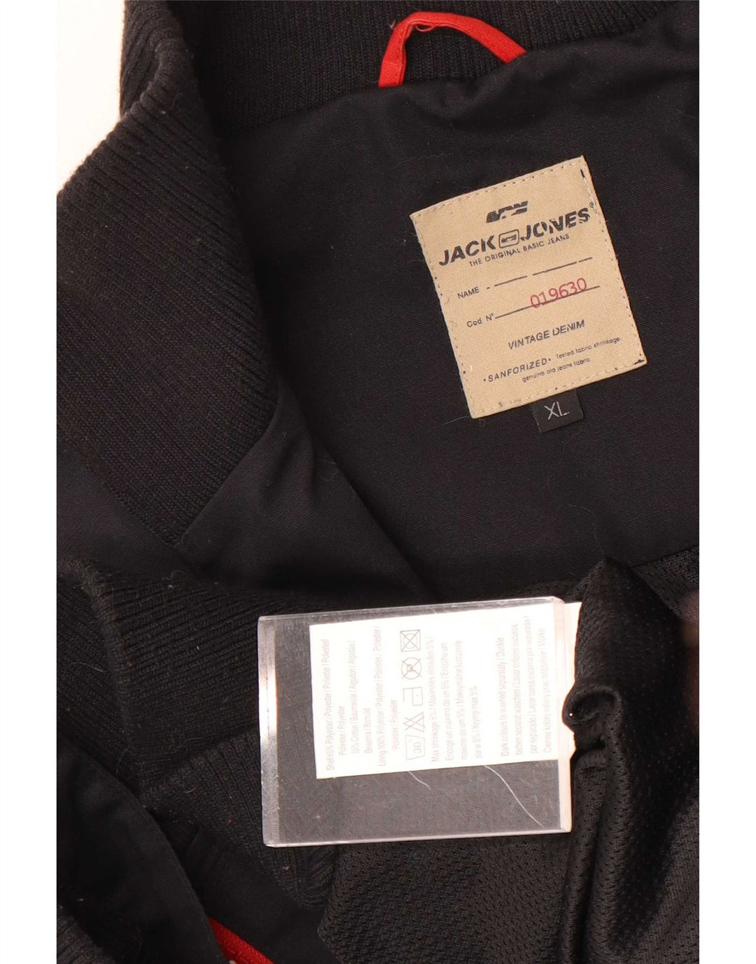 Jaqueta bomber masculina Jack & Jones Graphic UK 42 XL preto poliéster