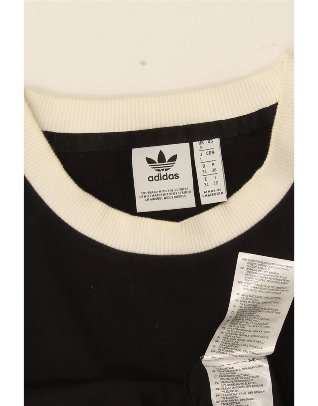 Top Feminino Adidas Manga Longa UK 8 Pequeno Algodão Preto