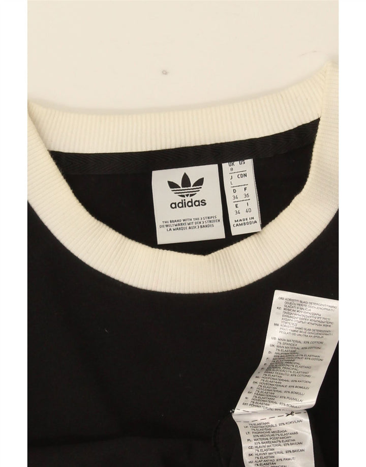 Top Feminino Adidas Manga Longa UK 8 Pequeno Algodão Preto
