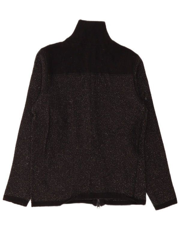 Suéter cardigã feminino Armani Jeans UK 10 pequeno preto Chevron