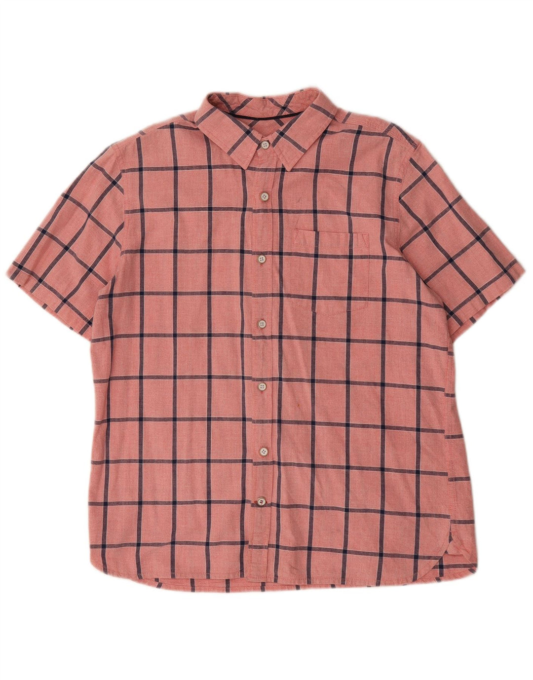Camisa masculina de manga curta Fat Face grande algodão xadrez rosa
