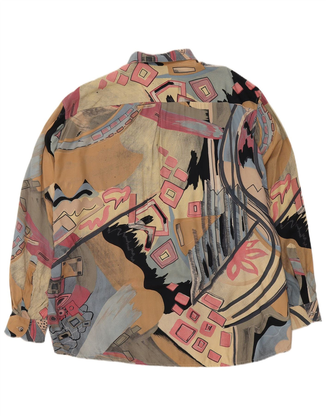 Vintage masculino oversized abstrato padrão camisa grande retrô multicolorido