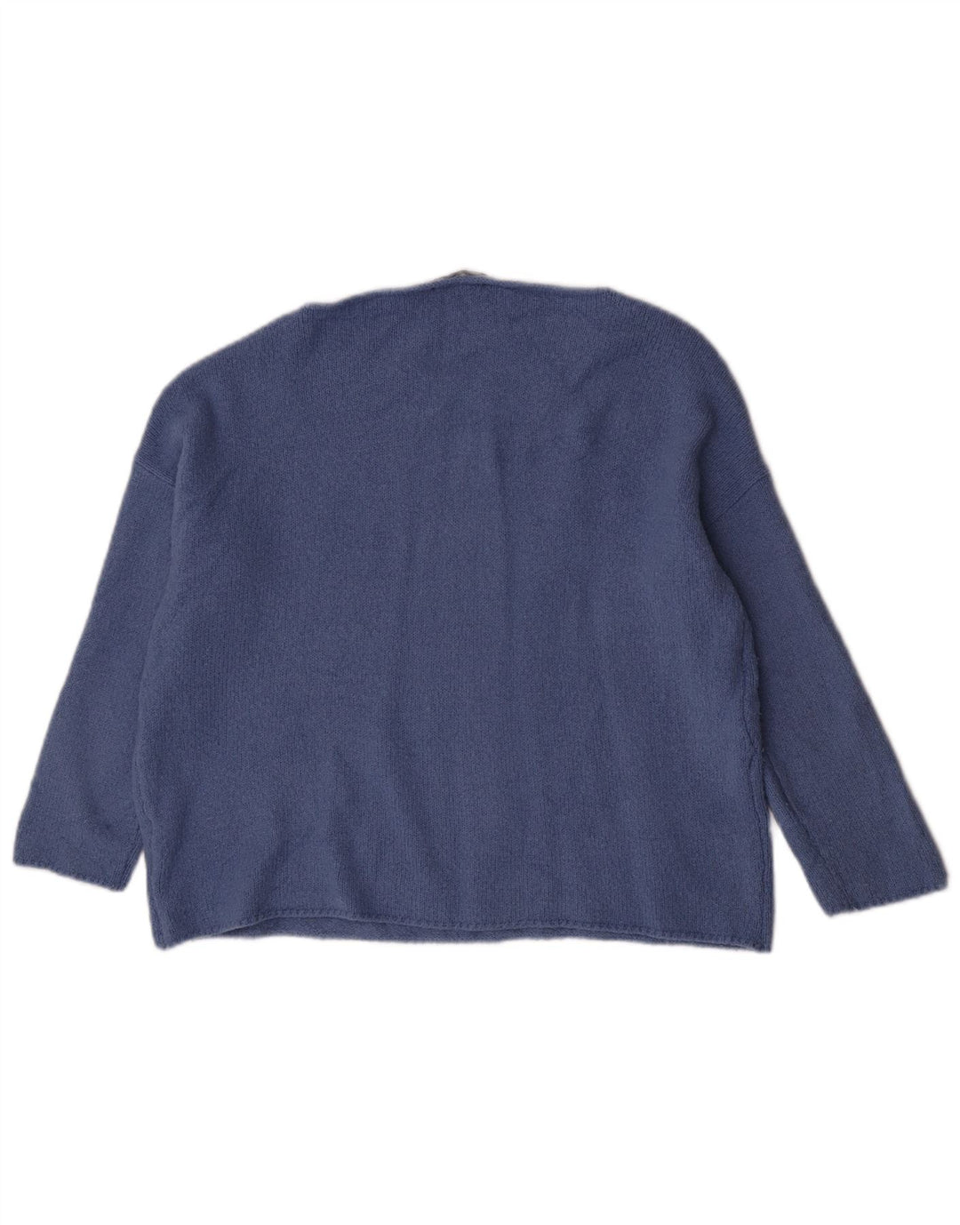 Zara Suéter feminino com gola canoa e gola alta, Reino Unido 14, azul médio