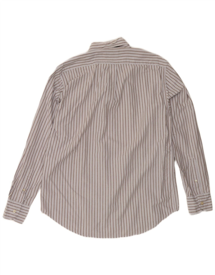 Camisa masculina Boggi de algodão listrado azul médio