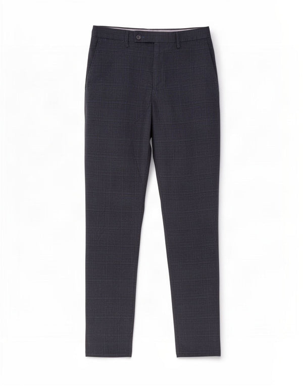 Calça masculina de terno slim Penguin W32 L30 poliéster xadrez azul marinho
