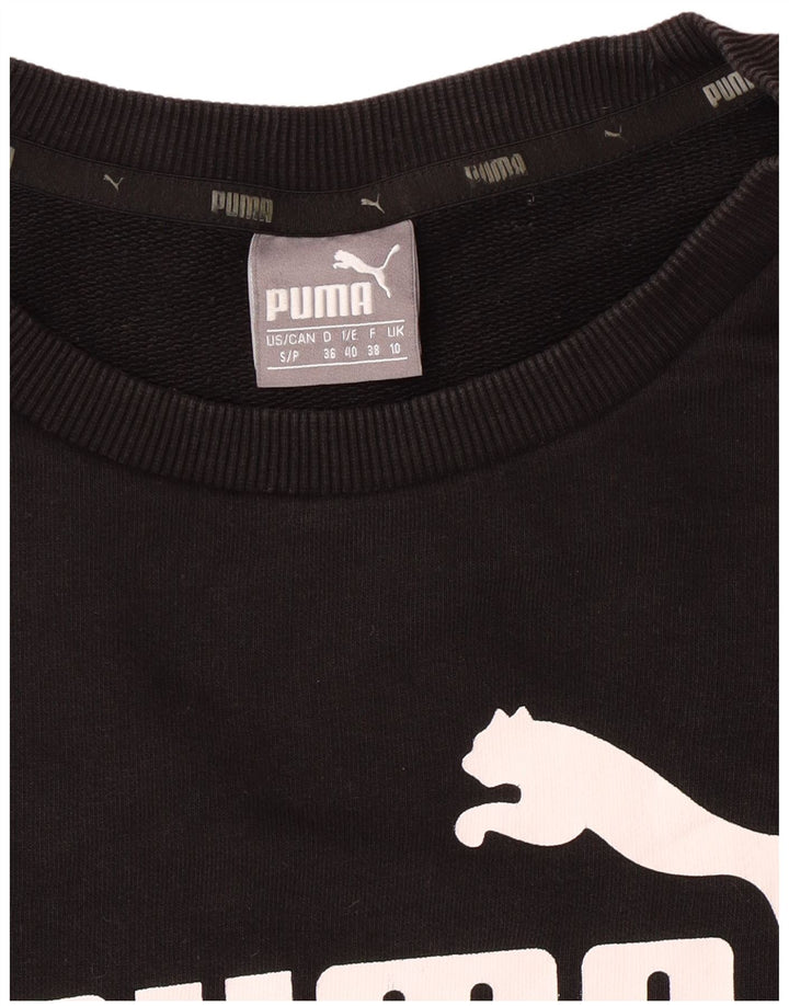 PUMA feminino oversized gráfico moletom jumper UK 10 pequeno preto