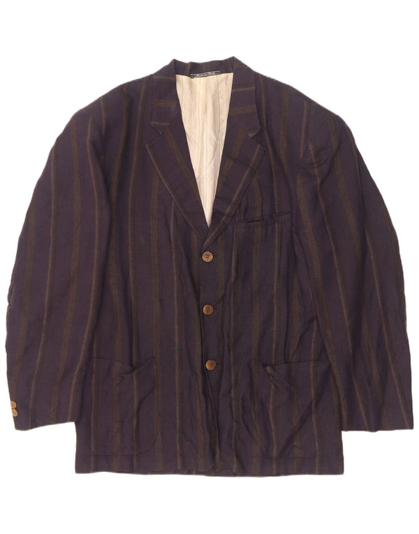 Jaqueta blazer masculina JC De Castelbajac com 3 botões IT 52 XL azul marinho listrado