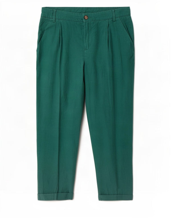 Calça Chino Cônica Feminina Benetton Reino Unido 12 Médio W32 L25 Linho Verde