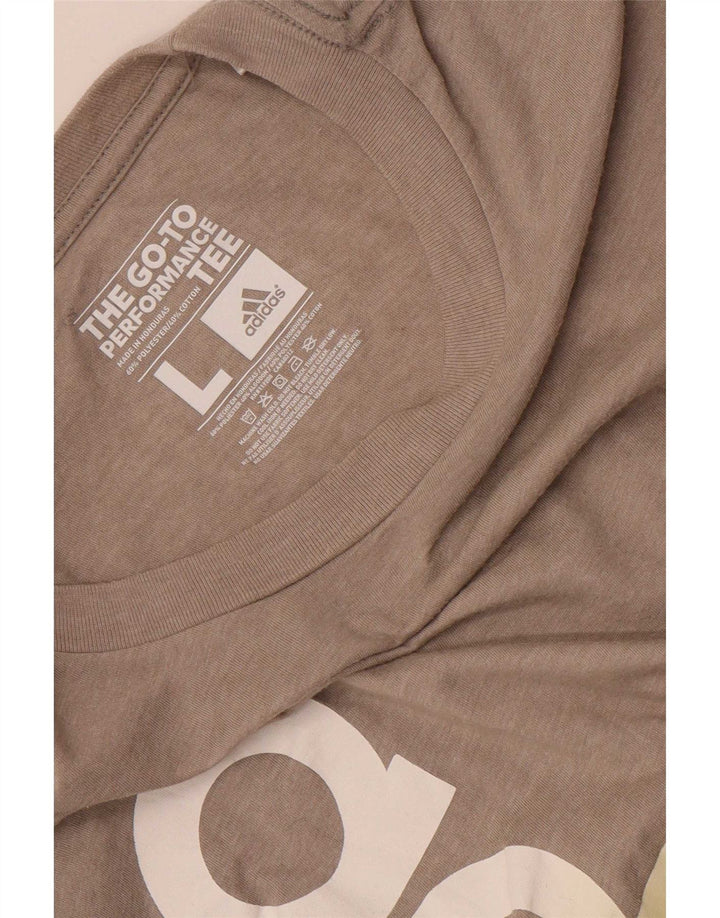 Adidas Mens Graphic Camiseta Top Grande Marrom Poliéster