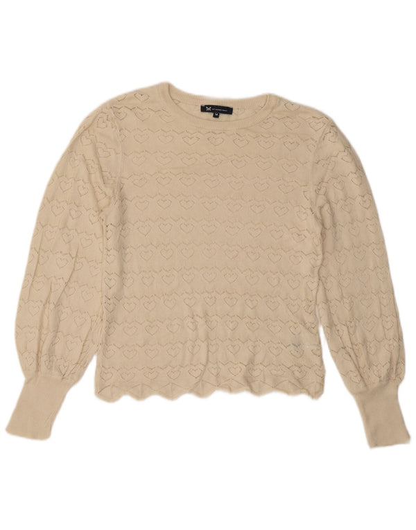 Crew Clothing Suéter feminino com gola canoa UK 14 Médio Off White